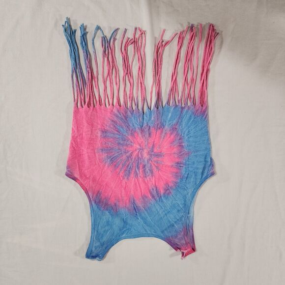Tie‎ Dye Bahamas Tank Top Size Medium Fringe Hem COCO CAY Pink Blue Purple - Picture 8 of 10